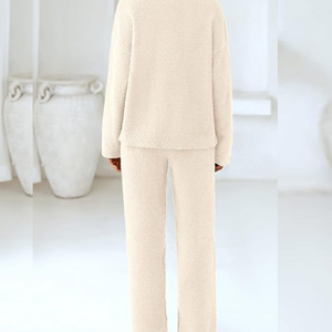 Soft Fuzzy V-Neck Loungewear Set