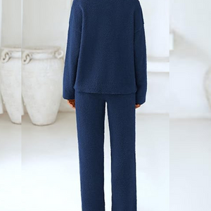 Soft Fuzzy V-Neck Loungewear Set