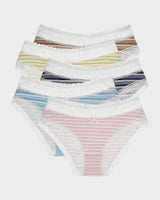 Cotton Seamless Printed Lace Stripe Briefs (5 Pack)