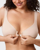 Front Closure Underwire Unlined Back Support Plunge Bra