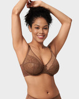 Full Coverage Lace Minimizer Bra - Petal-Coffee