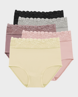 Lace Trim Cotton Hipster Panties (5 Pack)