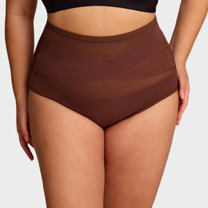 Plus-Size High-Waist Cross Tummy Control Panties (5 Pack)
