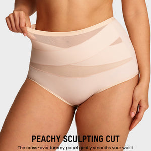 Plus-Size High-Waist Cross Tummy Control Panties (5 Pack)