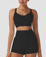 Quick-Dry Zipper Push-Up Sports Bra with Adjustable Buckle