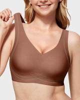 Seamless Full Coverage Wireless Push-Up Bra with Wide Straps