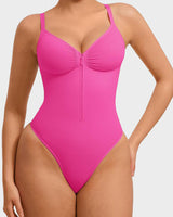 Seamless Zipper Front Shaping Thong Bodysuit