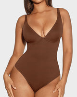 V Neck Tummy Control Thong Bodysuit Shapewear