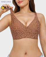 Wireless Leopard V-Neck Contour Bra